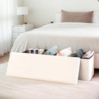 43 Inches Storage Ottoman Bench - Extra Large Foldable Ottoman with Storage, Bench for Living Room, Bedroom, Entryway - White