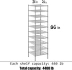 24" Deep x 24" Wide x 86" Height Wire Shelving Kit | 10-Tier | NSF Commercial Storage Rack Unit