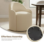 Upholstered Dining Chairs with Casters, No Assembly Modern Dining Room Chairs Accent Vanity Chair with 5 Wheels & Round Backrest for Bedroom, Living Room, Dressing, Sand Fabric, Set of 2