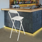 70cm Tall Adjustable Folding Bar Stool with Backrest - Portable Foldable Stool Chair for Kitchen, Outdoor & Commercial Use (1-Pack, Space Saving Design)‌ (White)