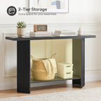 HOOBRO Tall Side Table and Console Table Bundle, with Adjustable Mesh Shelves and Wave-Patterned Legs, for Living Room, Entryway, BB03DH01-BK385XG01