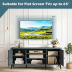 Giantex 2-Door TV Stand for TVs up to 65", Mid Century Modern Entertainment Center with 2 Storage Cabinets & 4 Adjustable Shelves, 6 Metal Legs, Media TV Console Table for Living Room (Teal Blue)