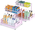 2 Pack Under Sink Organizer Storage 2-Tier Premium Metal Pull-Out Racks, Height Adjustable, Easy Installation | Kitchen & Bathroom Organizers