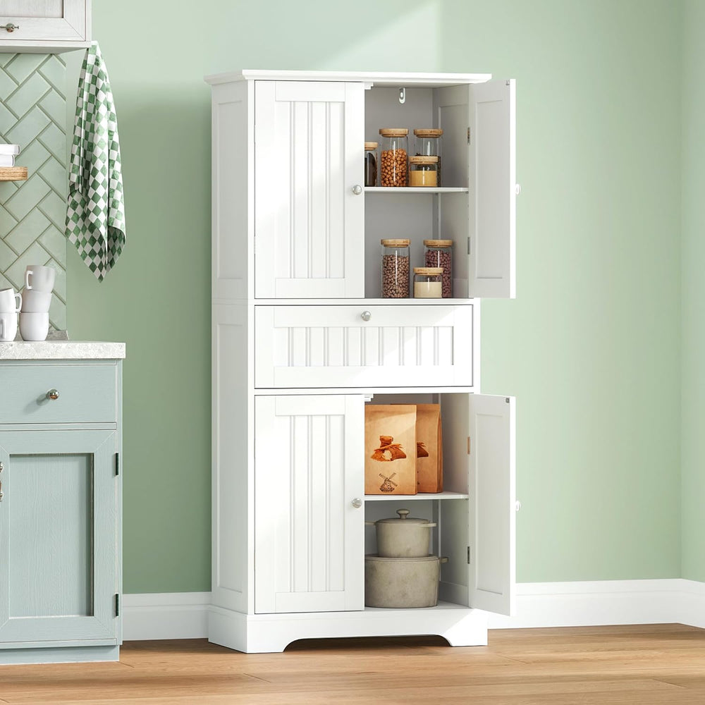 ChooChoo 51" H Bathroom Floor Cabinet with Drawers and Adjustable Shelve...