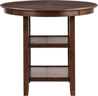 New Classic Furniture Cori 5-Piece Round Counter Set with 1 Dining Table and 4 Chairs, 42-Inch, Cherry Brown