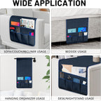 TV Remote Control Holder Couch Caddy, Non-slip Bedside Caddy Organizer with 5 Pockets for Key Glasses Phone Magazine Holders