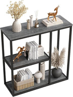 WOHOMO Console Table, 12 Inch Narrow Entryway Table with 3-Tier Storage Shelves 31.5 Inch Industrial Sofa Table Small Hallway Table for Living Room Grey