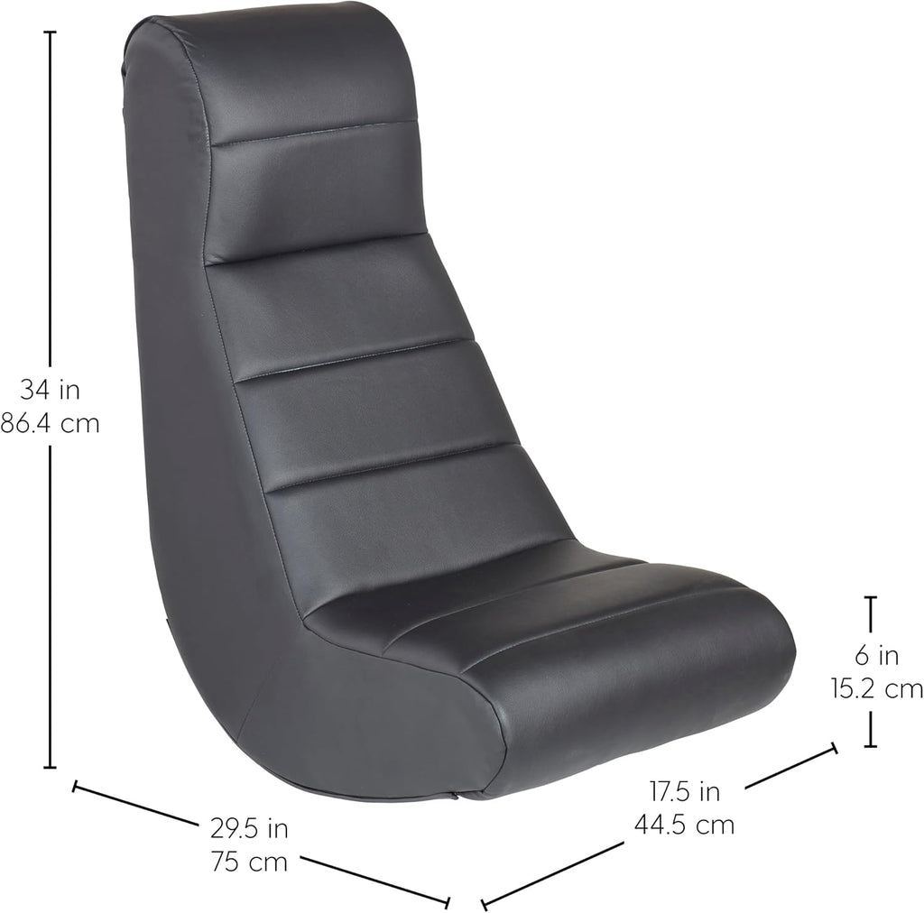 Factory Direct Partners Soft Ergonomic Horizontal Soft Floor Video Rocker - Cushioned Ground Chair Great for Reading, Gaming or Watching TV for Kids, Teens and Adults - Black, 10489-BK