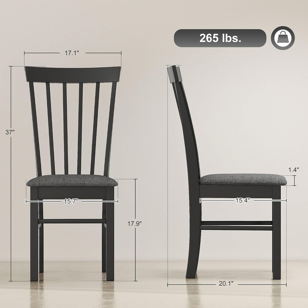 HOMCOM Wooden Dining Chairs Set of 2 Farmhouse Black and Gray | Upholstered K...