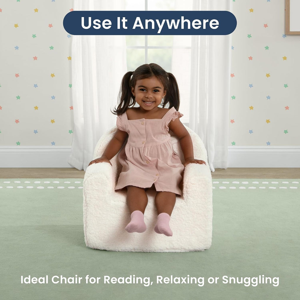 Delta Children - Serta Counting Sheep Kids Sherpa Foam Chair, Cream