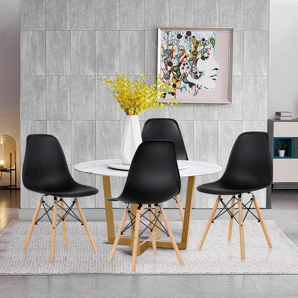 GOFLAME DSW Dining Chairs Set of 4, Shell Plastic Chairs with Wooden Legs, Mo...