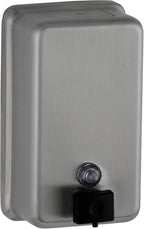 Bobrick Surface-Mounted Soap Dispenser, Vertical Tank Satin-Finish Stainless Steel (40-fl oz Capacity)