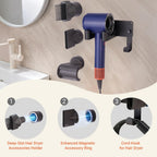 Hair Dryer Holder, Hair Dryer Holder Wall Mounted Self Adhesive Hairdryer Holder forDyson Aluminum Blow Dryer Holder Wall Mounted Black Hairdryer Hanger for Bathroom Black CHOCHOYAH