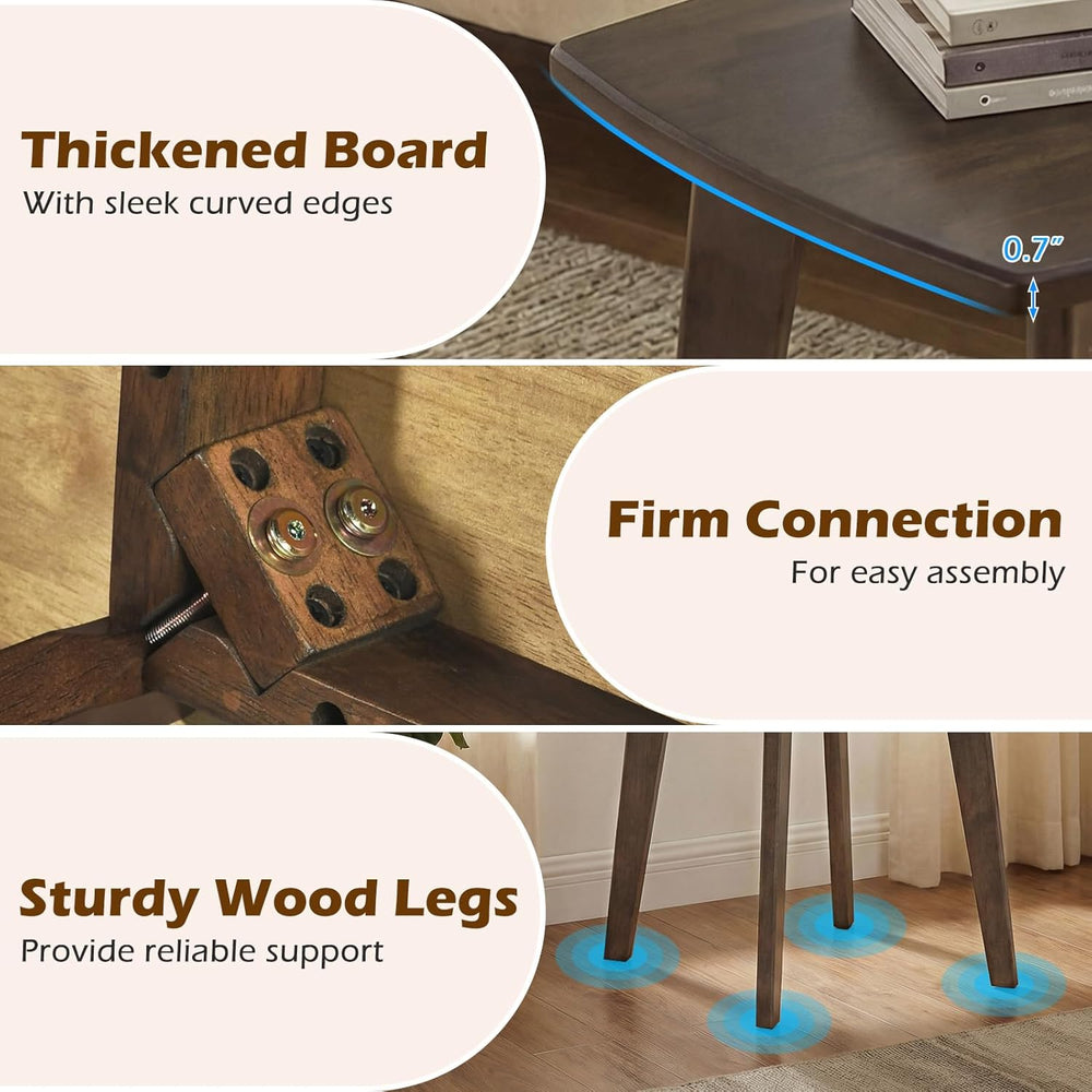 GOFLAME Solid Wood End Table, 17” Square Sofa Side Table with Storage, Thicke...