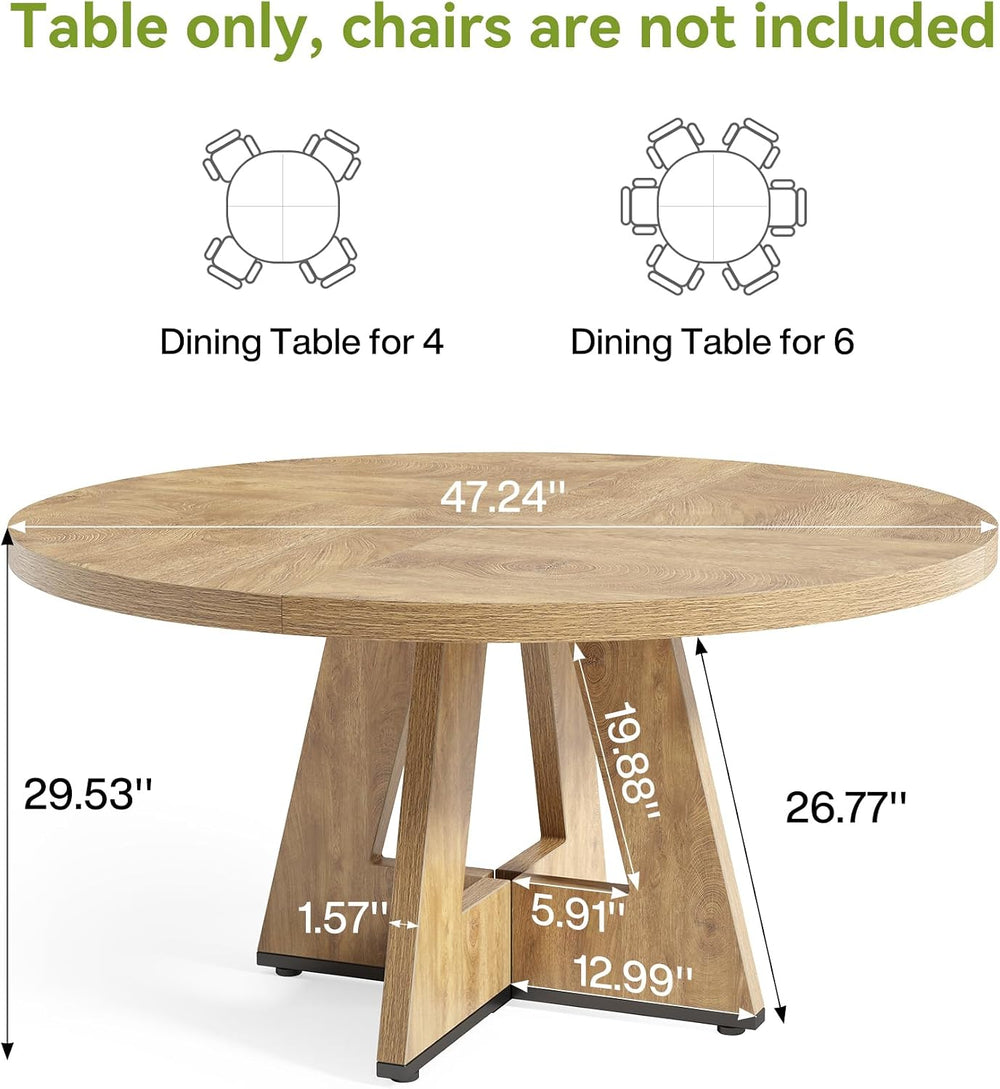 LITTLE TREE Round Dining Table for 4-6 People, 47 Inches Dining Room Table wi...