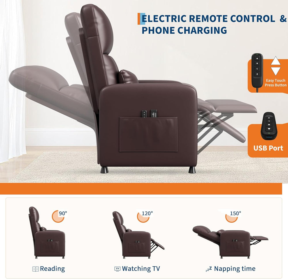 GarveeHome Power Recliner Chair - Heat and Massage, Adjustable Electric Recli...