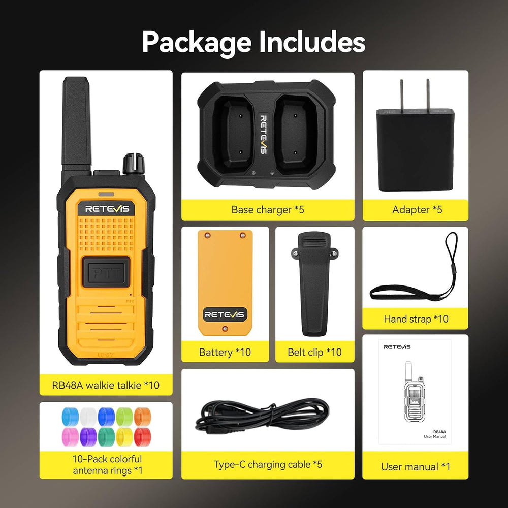 Retevis RB48A IP67 Waterproof Walkie Talkies Long Range Adults