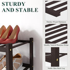 Smiry Shoe Rack, 2 Tier Small Bamboo Shoe Organizer, Stackable Free Standing Wooden Shoe Storage Shelf for Closet, Entryway, Front Door Entrance, Brown