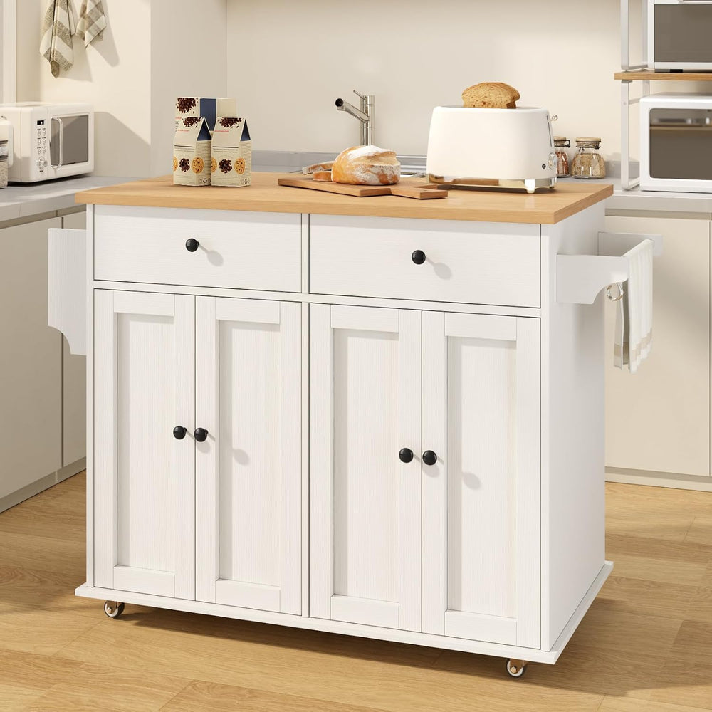 Kitchen Island with Storage, 35.4" Rolling Kitchen Island Cart on Wheels...