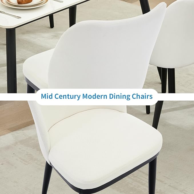Wooden Dining Chairs Set of 4, Upholstered Kitchen Dining Room Chairs with Padded Seat and Wood Legs, Modern Fabric Side Dinner Chair for Kitchen, Dining Room, Restaurant, Cafe