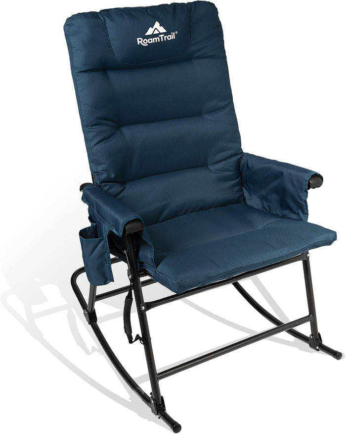 Rocking Camping Chair - Supports 400 LBS Heavy Folding Lawn Chair