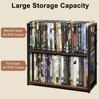 2-Tier CD/DVD Storage Rack for Desktop/Closet - 2 Pack | Holds 96 DVD Cases, for Blu-ray/Game Cases/Papers/Cards, Space-saving Desktop/Closet Stand