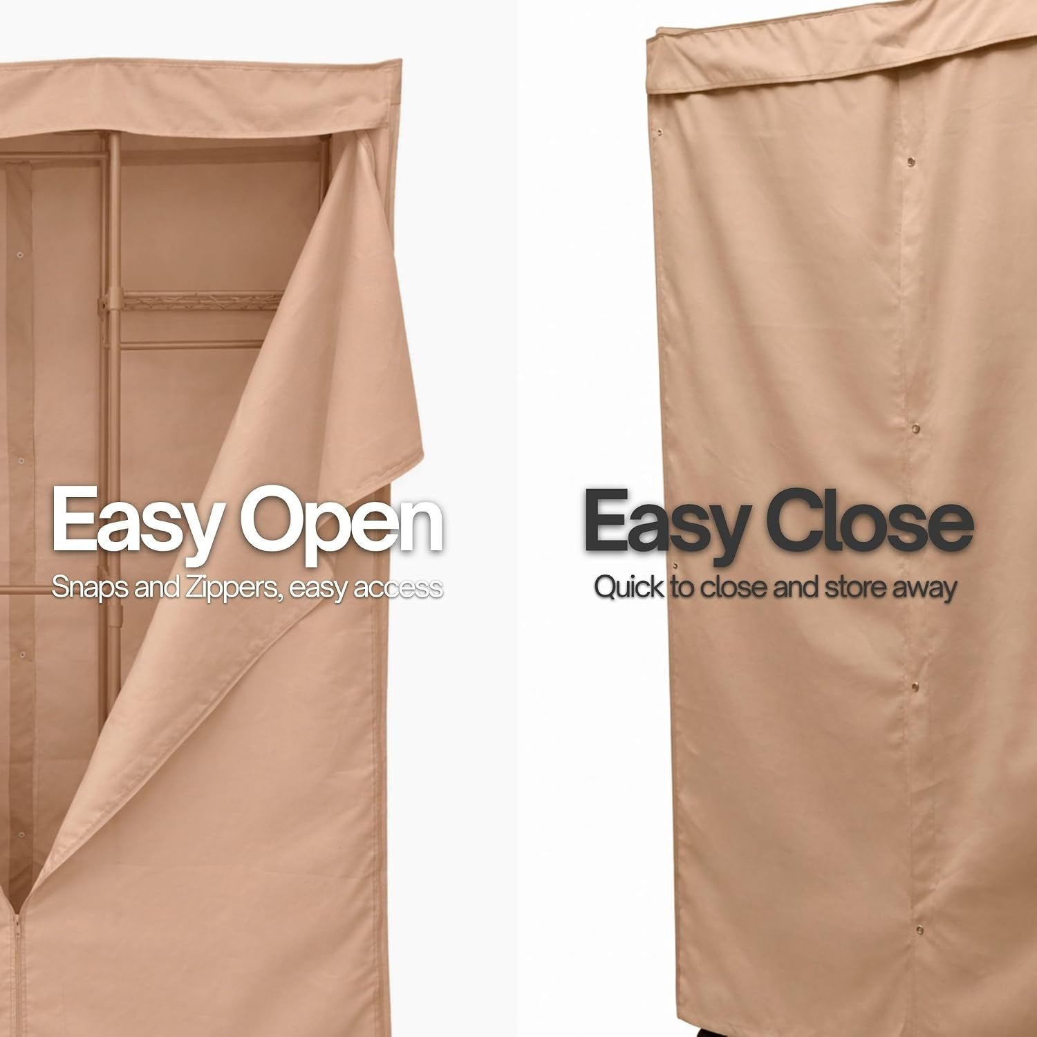 Formosa Covers Portable Garment Rolling Rack Cover - Protect Your Clothes from Dust Keep Your Room Looking Organized in Beige Khaki (Cover Only) (36" W x 18" D x 68" H)