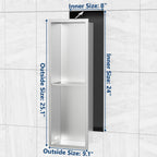Stainless Steel Shower Niche 24" X 8", No Tile Needed Wall Niche Double Shelves, Recessed Shower Shelf for Bathroom Storage, Brushed Nickel