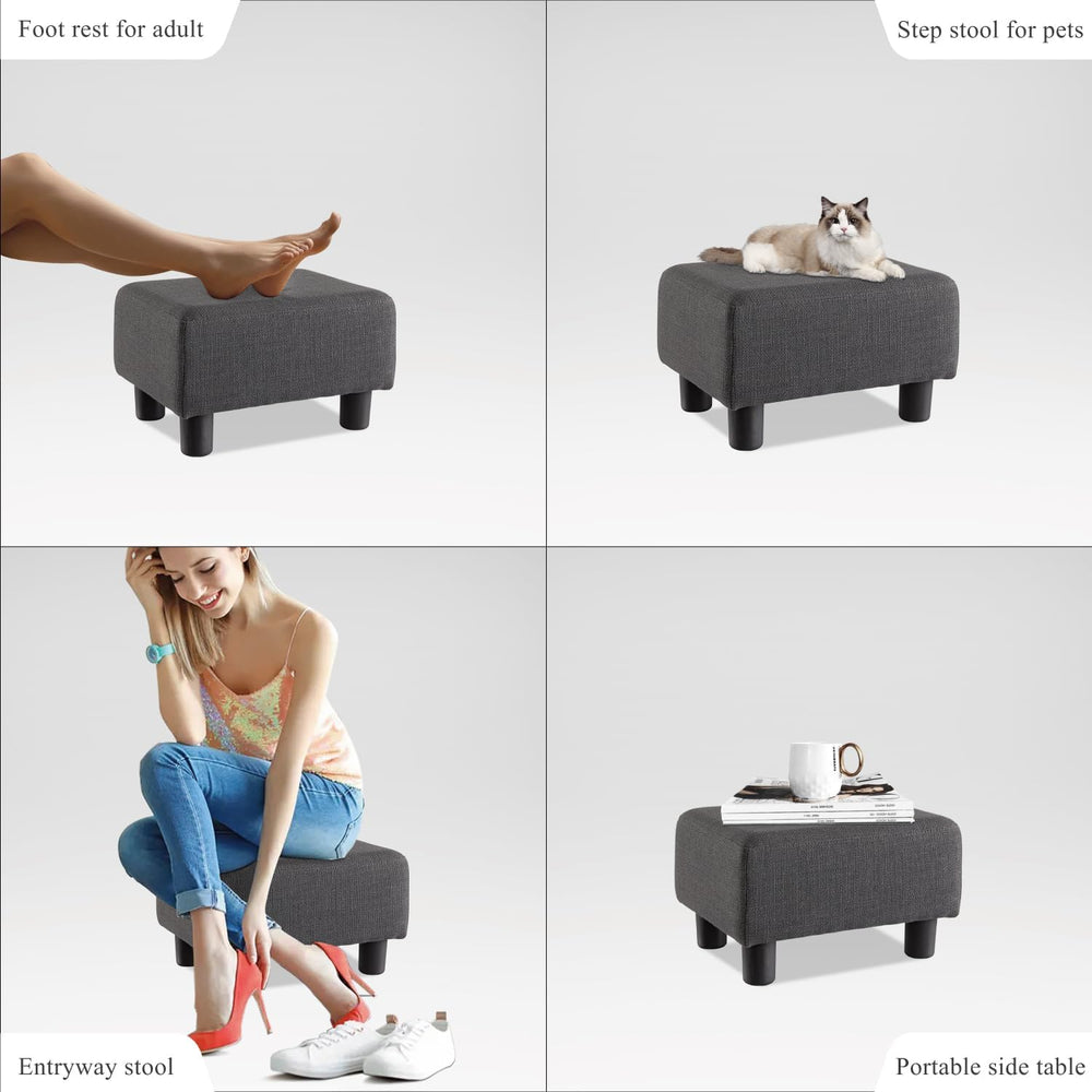 O2B Modern Foot Stool, Boucle Stool Footrest Ottoman, Upholstered Rectangular...
