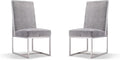Manhattan Comfort Element Modern Velvet Dining Chairs, High Density Foam, Chrome Finish Stainless Steel Frame, High-Back, Fully Assembled Industrial Chic Accent Furniture, Set of 2, Grey