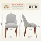 Dining Chairs Set of 6, Upholstered Dining Room Chair with Wood Legs, High-Back Padded Kitchen Chairs for Dining Room/Restaurant/Cafe, Light Grey
