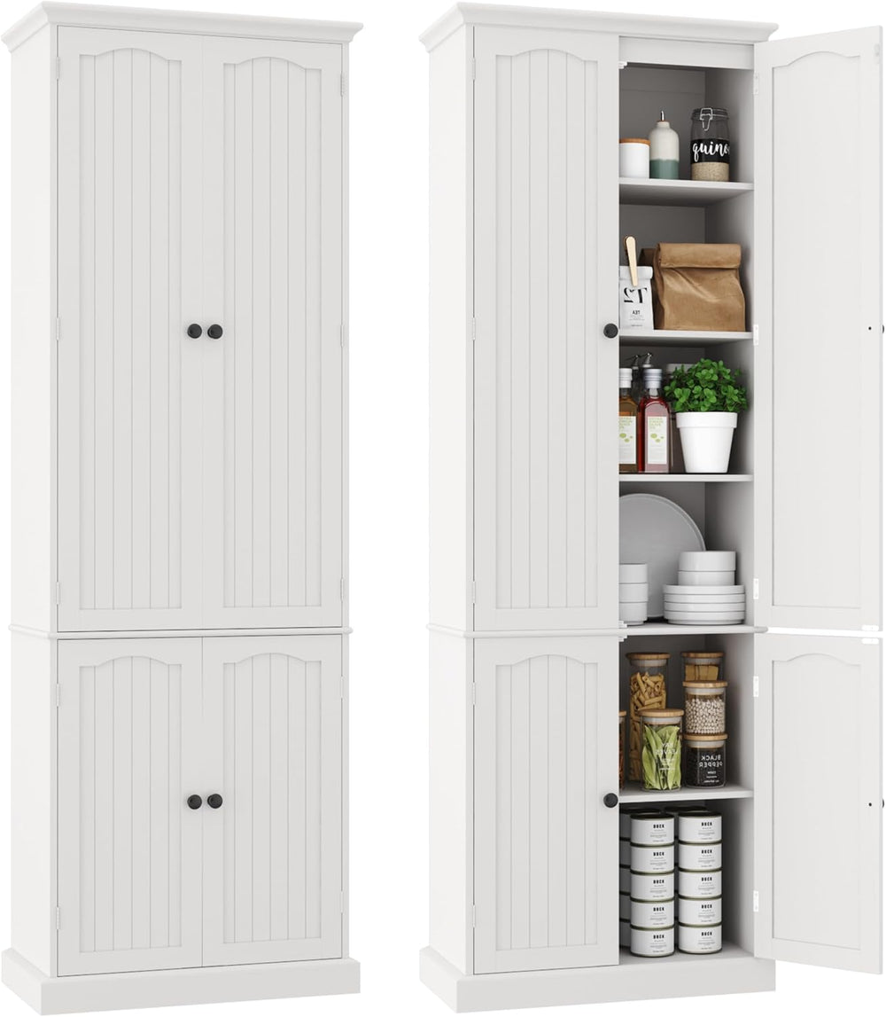 Function Home 72" Kitchen Pantry Cabinet, Tall Wood Storage Cabinet with...