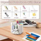 2 Pack Pen Pencil Holder for Kids, Rotating Pen Holder for Desk Organizer, 4 Compartments Art Supply Marker Organizer and Storage, Kids Desk Organizer Marker Holder Caddy Art Supply Organizer for Desk
