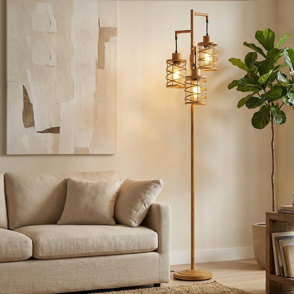 Oneach 70" Industrial Floor Lamp, Stepless Dimmable Standing Lamp with 3...