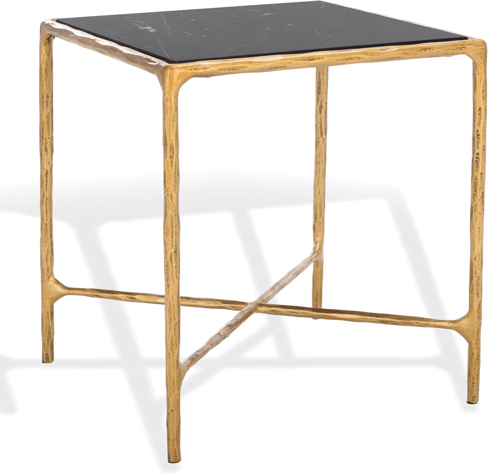 SAFAVIEH Couture Collection Jessa Brass Base & Black Marble Top Square En...