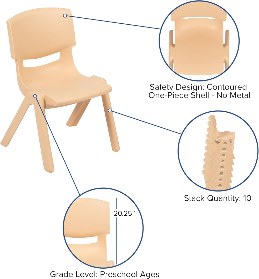 EMMA + OLIVER Natural 47.25x23.5 Activity Table Set with 6 Chairs | Plastic T...