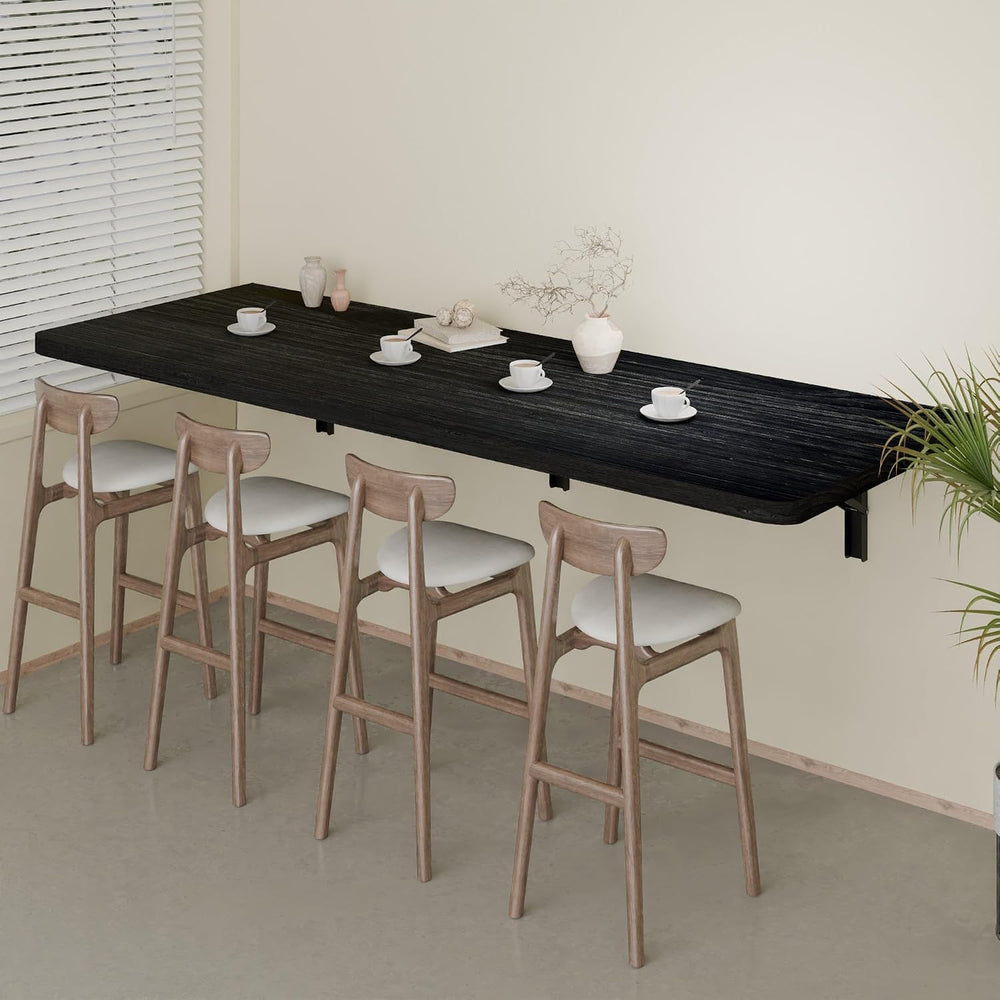 IAE Floating Wall Mounted Folding Table Desk with Pine Wood,60x22in, Black