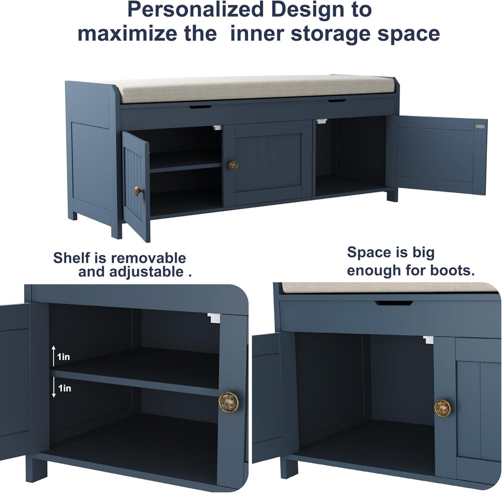 HOMEFORT 41.3" Shoe Bench with Lift Top Storage, Entryway Bench with Cus...