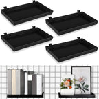 Coume 4 Pcs Grid Panel Display Shelf 11.8 x 7.87 Inch Metal Display Rack Gridwall Shelving Wall Organizer Grid Wall Panels Hanger Accessory for Crafts Room, Garage, Workbench, Office, Retail