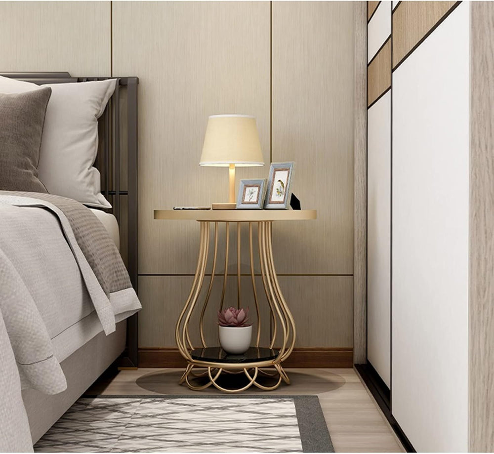 Mushroom-Shaped Marble Table, Double-Layer Shelf, Bedside Table, Telephone Ta...