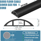 Floor Cord Covers for Wires 12FT Cable Hider Wire Cover Self Adhesive Cord Hider Floor for Offices, Homes, Workshops, Warehouses Cable Cavity 0.39" W x 0.27" H