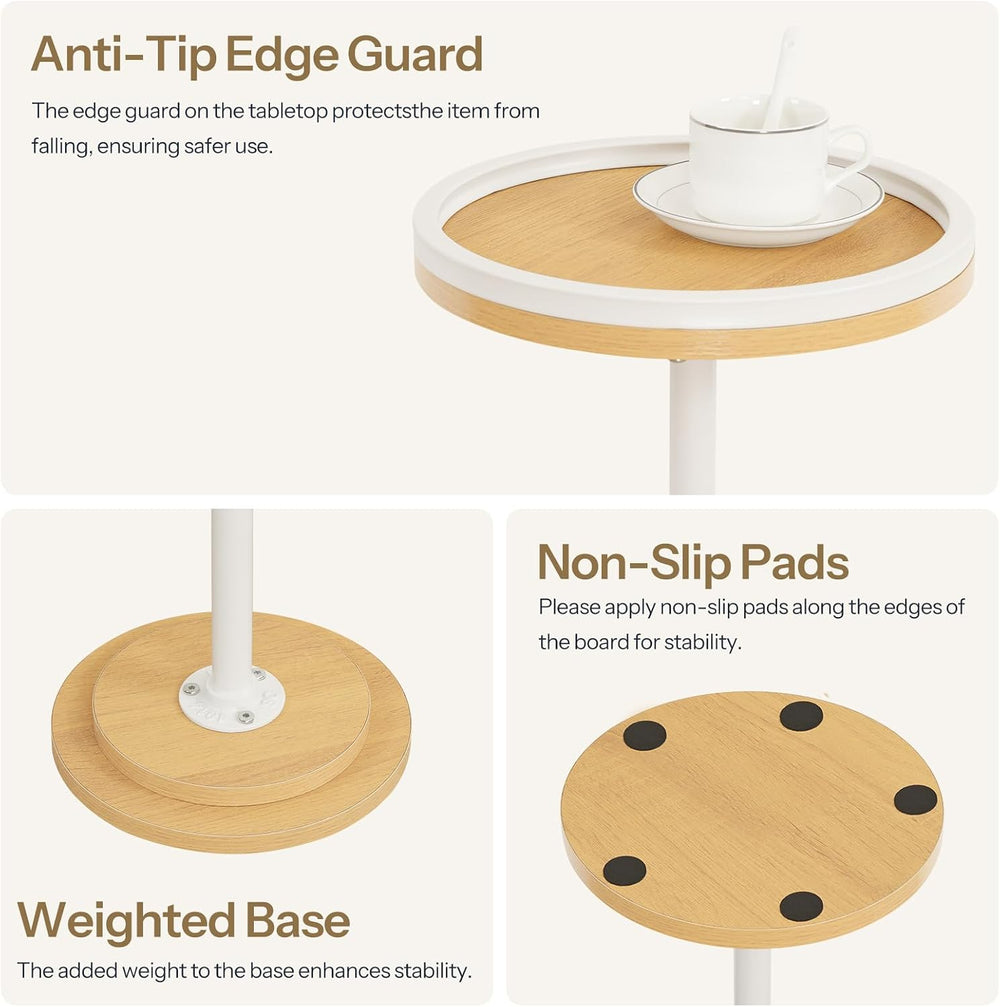 HOOBRO Small Round Side Table, Drink Table, Coffee Martini Table with Pedesta...