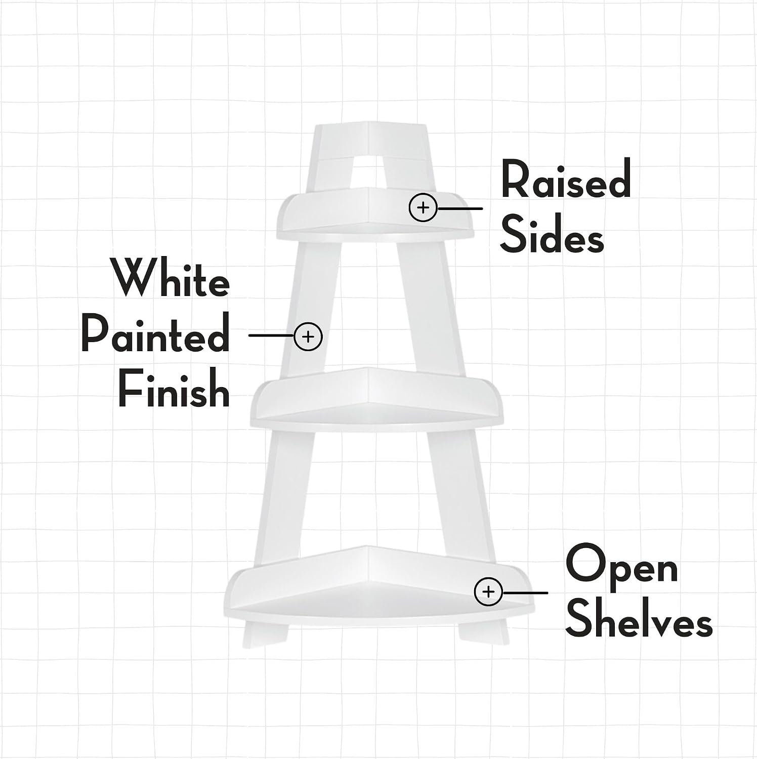 RiverRidge Kids 3-Tier Corner Ladder Display Wall Bookshelf, White | Playroom Book Rack Display Shelf, Wall-Mounted, Painted MDF