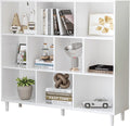 Wood Cube Storage Organizer White Bookshelf - 3-Tier Freestanding Storage Cabinet with Legs for Home Office, 10-Cubes Open Shelf
