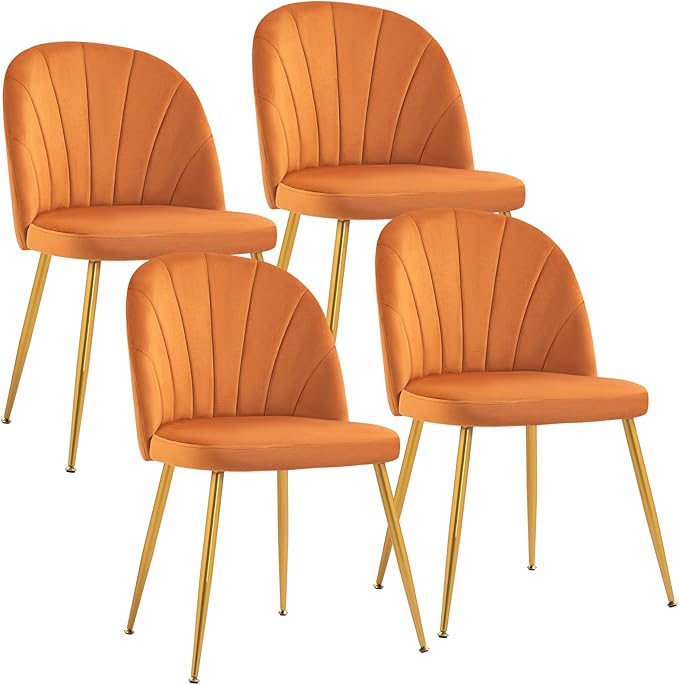 Velvet Dining Chairs Set of 4, Upholstered Mid Century Modern Dining Chairs, ...