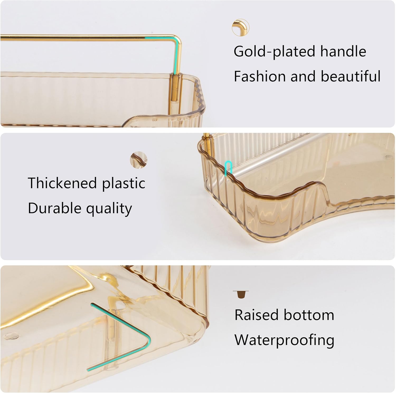 YCIA&DONE Corner Bathroom Counter Organizer, Makeup Organizer for Vanity, Skincare Cosmetic Perfume Tray, Corner Countertop Shelf Rack Storage for Bathroom Kitchen 2 Tiers (Amber Gold)