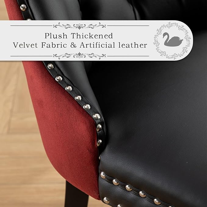 Leather Upholstered Dining Chairs Set of 6, Modern Style Kitchen Side Chairs ...