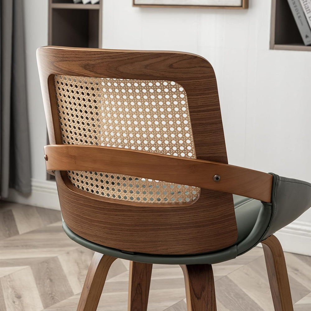 Set of 2 Kitchen & Dining Room Chairs - Green Dining Chairs with Walnut B...