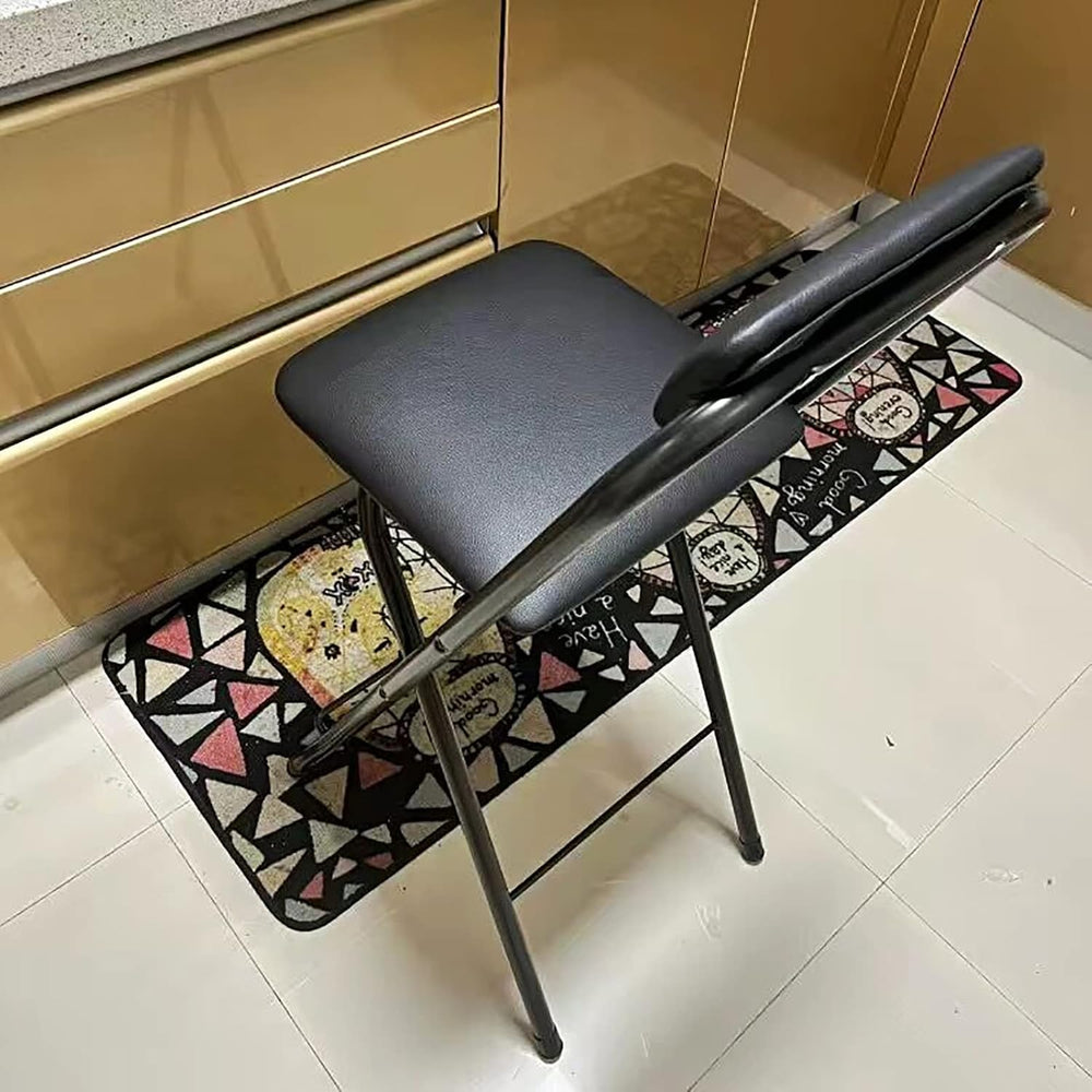 DSHOME Folding Bar Stool with Backrest,Leather Padded Counter Height Foldable...