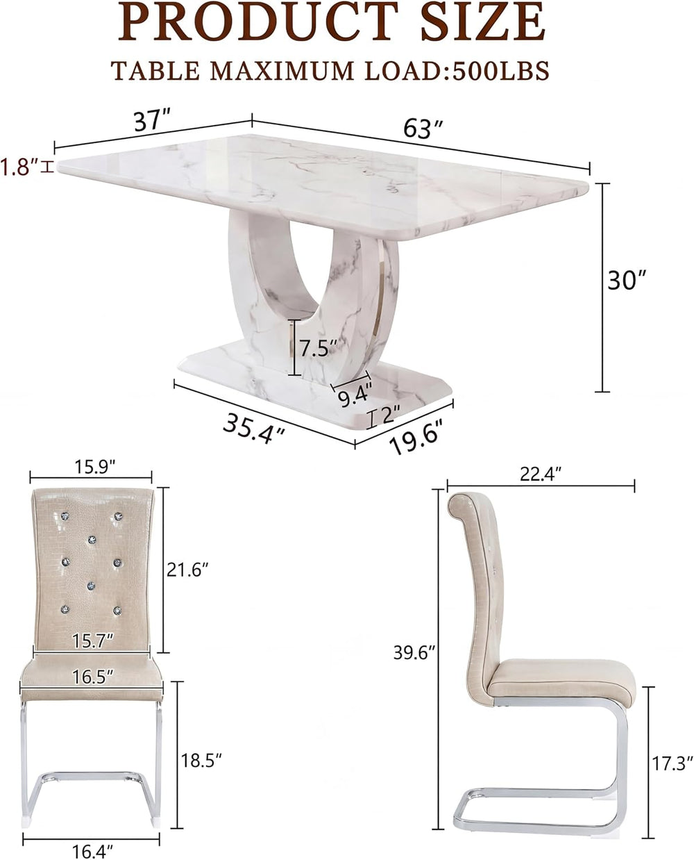 Dining Table Set for 6, Kitchen Table Chairs Set of 6, Modern Dining Room Set...